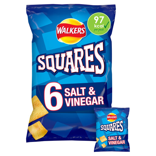 Walkers Squares Salt & Vinegar Multipack Crisps 6x22g — image 1