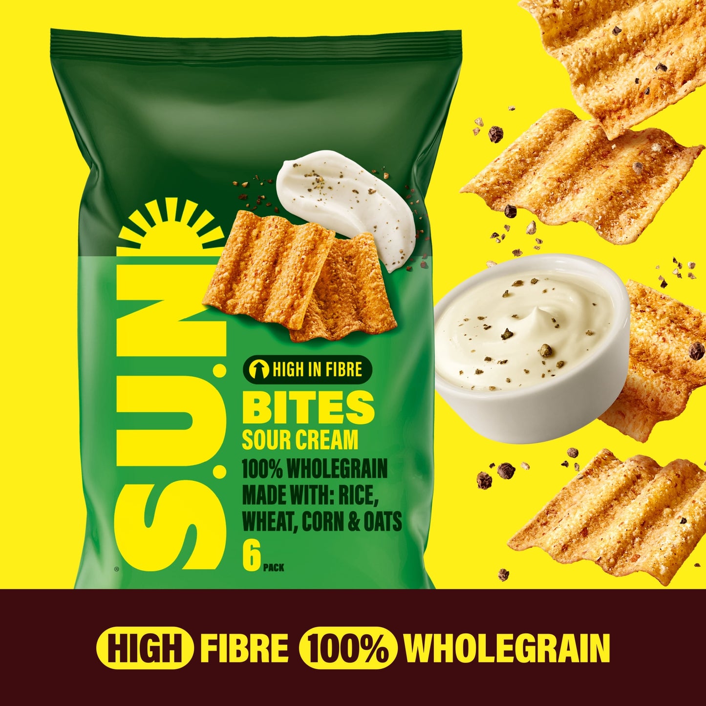 Walkers Sunbites Sour Cream & Black Pepper Multipack Crisps 6x25g — image 2