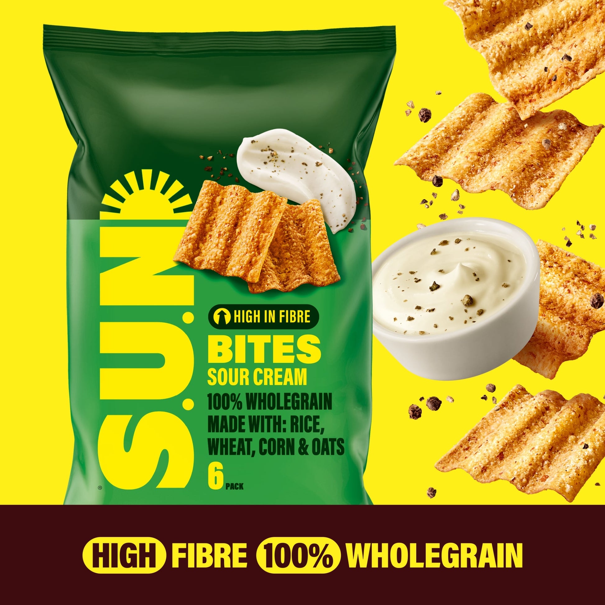 Walkers Sunbites Sour Cream & Black Pepper Multipack Crisps 6x25g — image 2