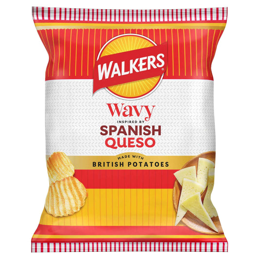 WALKERS Wavy Spanish Queso Cheese Flavour Potato Crisps 5x23g 5x23g pack shot
