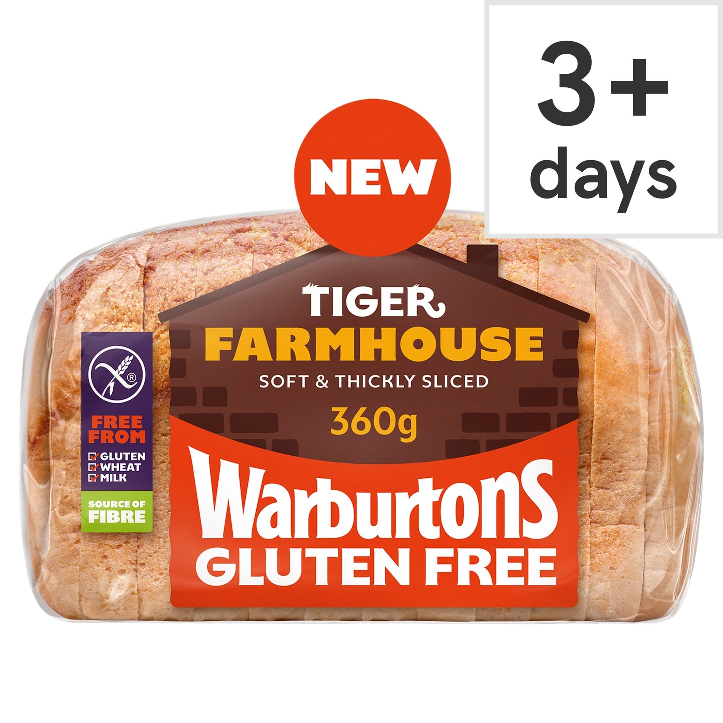 Warburtons Gluten Free Tiger Farmhouse white bread 360g — image 1