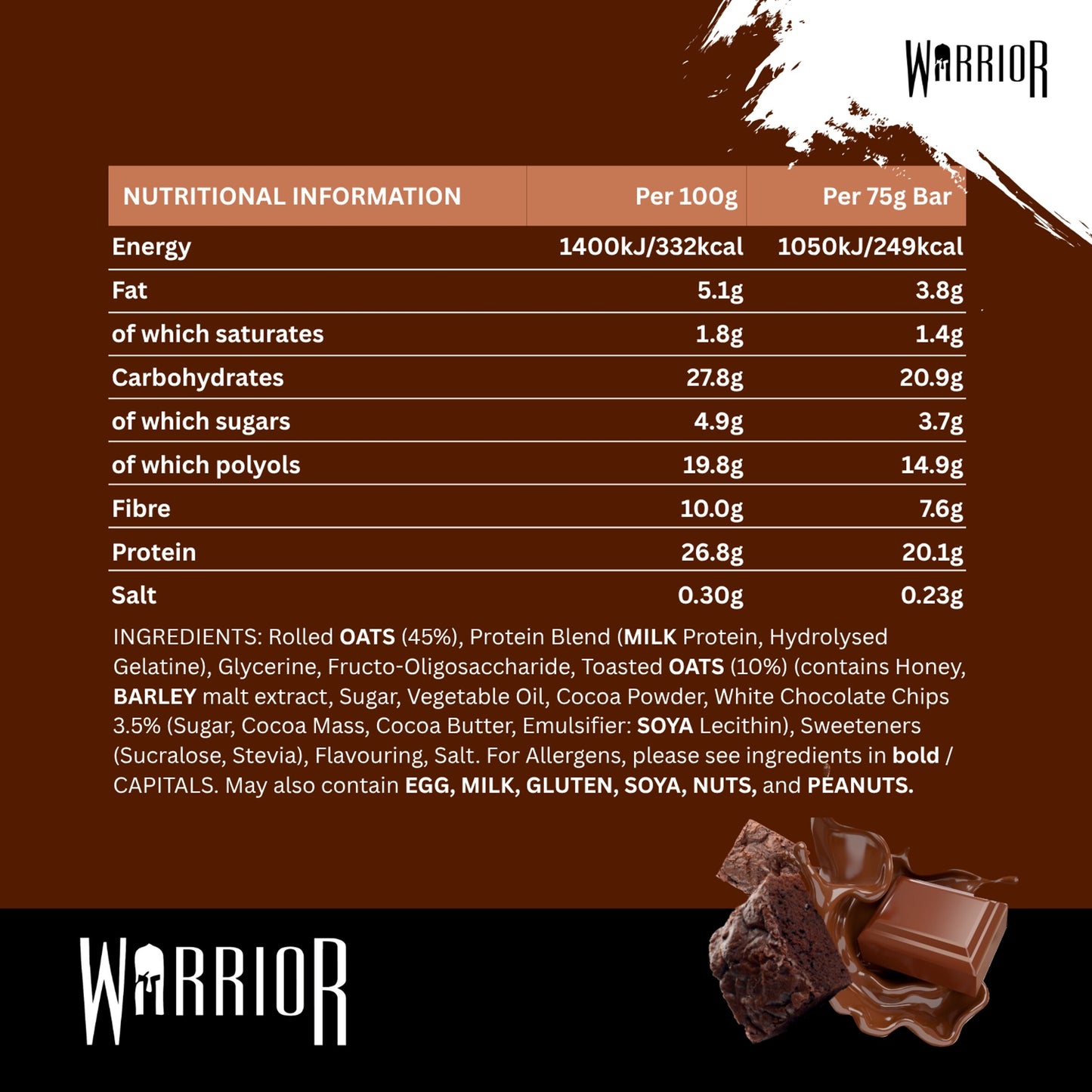 Warrior Raw Prtn Flapjack Chocolate Brownie 75G — image 4
