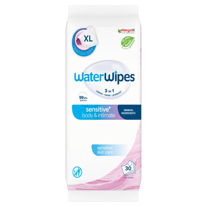 WaterWipes 3 in 1 Sensitive+ Body & Intimate Care XL 30 Wipes — image 1