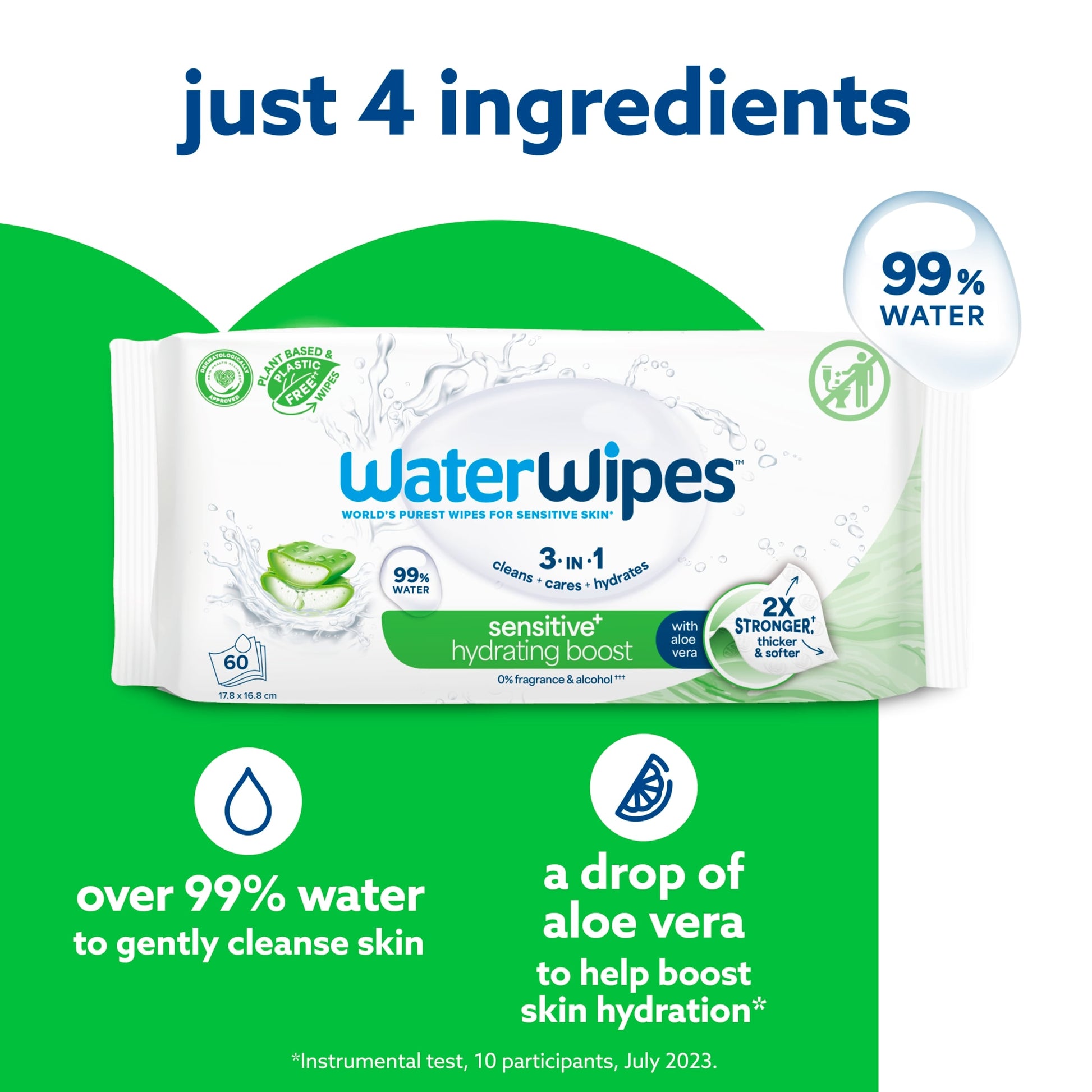 WaterWipes Biodegradable Hydrating Baby Wipes 60 pack — image 3