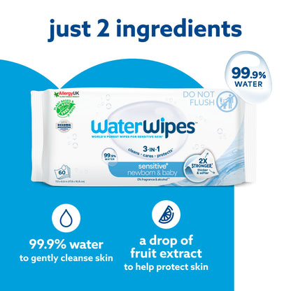 Waterwipes Sensitive Biodegradable Baby Wipes 6X60 Pack — image 3