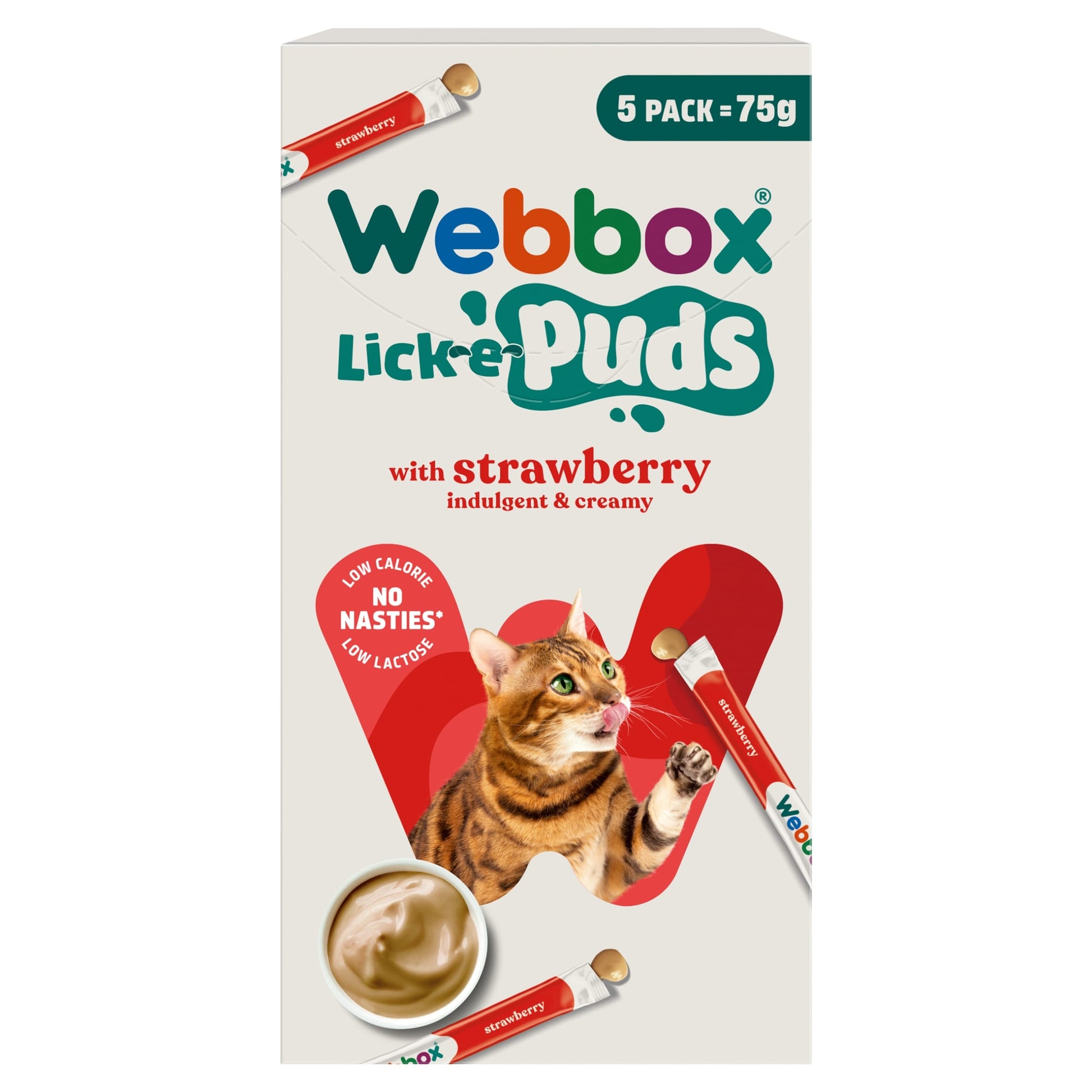 Webbox Lick-e-Puds Cat Treats - Strawberry 5 Pack 75g — image 1