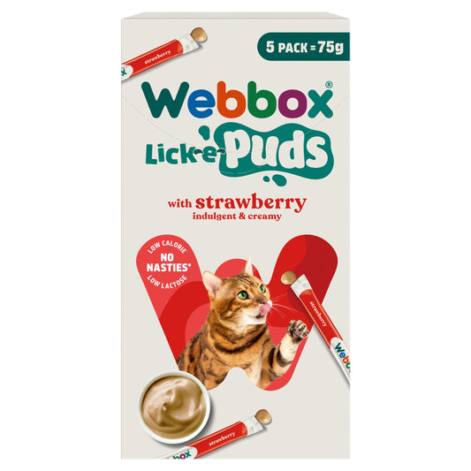 Webbox Lick-e-Puds Cat Treats - Strawberry 5 Pack 75g — image 1