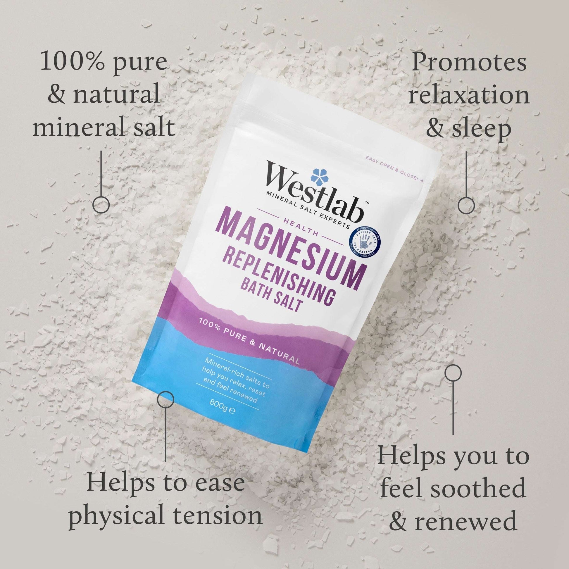 Westlab 100% Pure Magnesium Flakes Bath Soak 800g — image 2