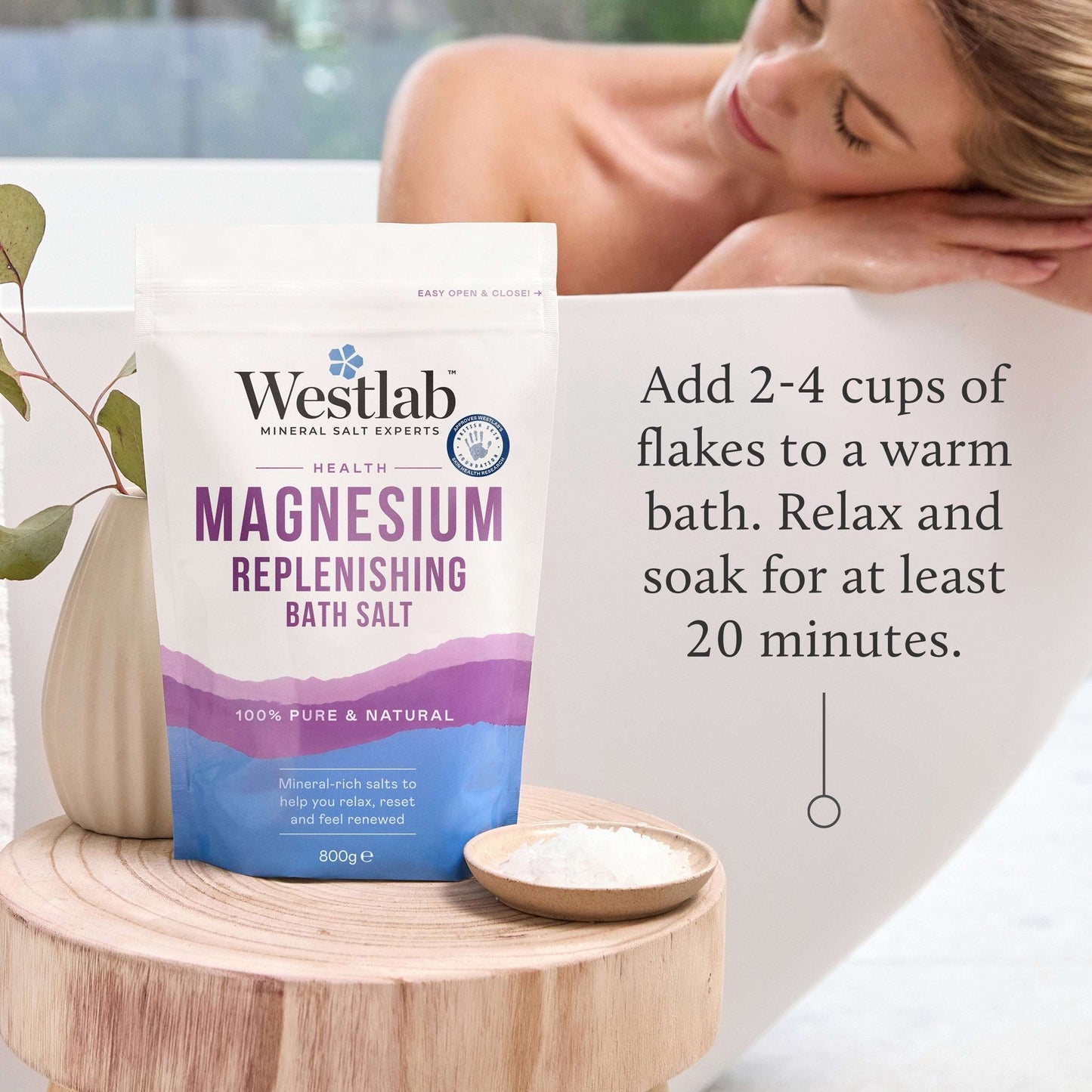Westlab 100% Pure Magnesium Flakes Bath Soak 800g — image 4