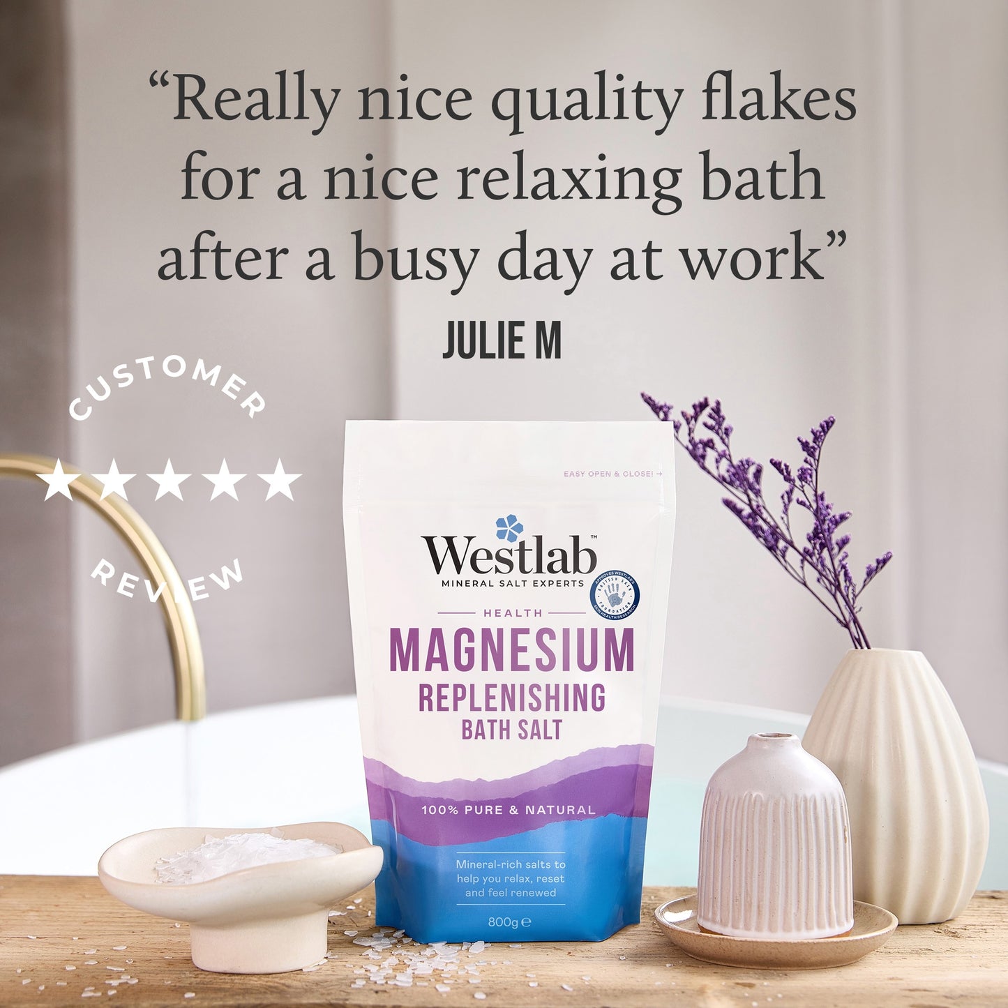 Westlab 100% Pure Magnesium Flakes Bath Soak 800g — image 5