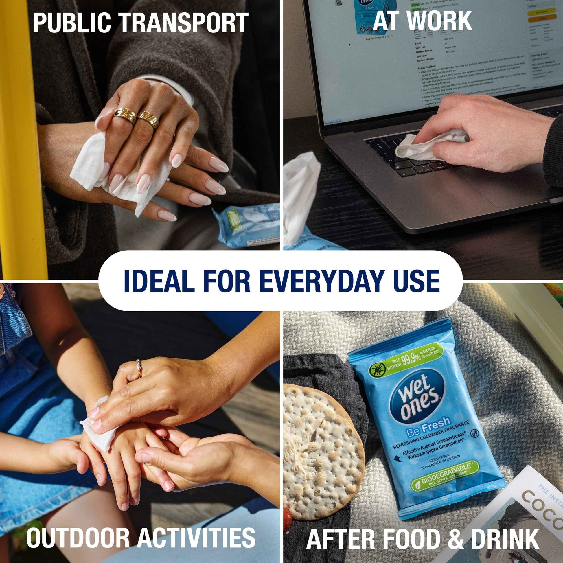 WET ONES Be Fresh 12 Antibacterial & Biodegradable Wipes