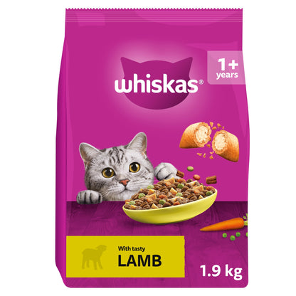 Whiskas 1+ Adult Dry Cat Food Biscuits Lamb 1.9kg — image 1