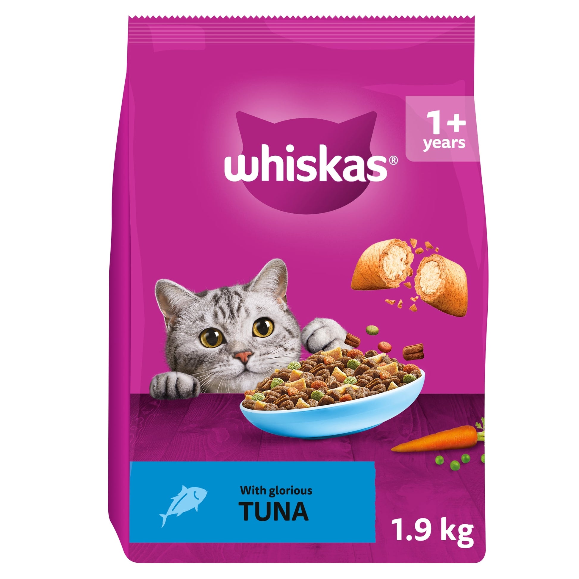Whiskas 1+ Adult Dry Cat Food Biscuits Tuna 1.9kg — image 1