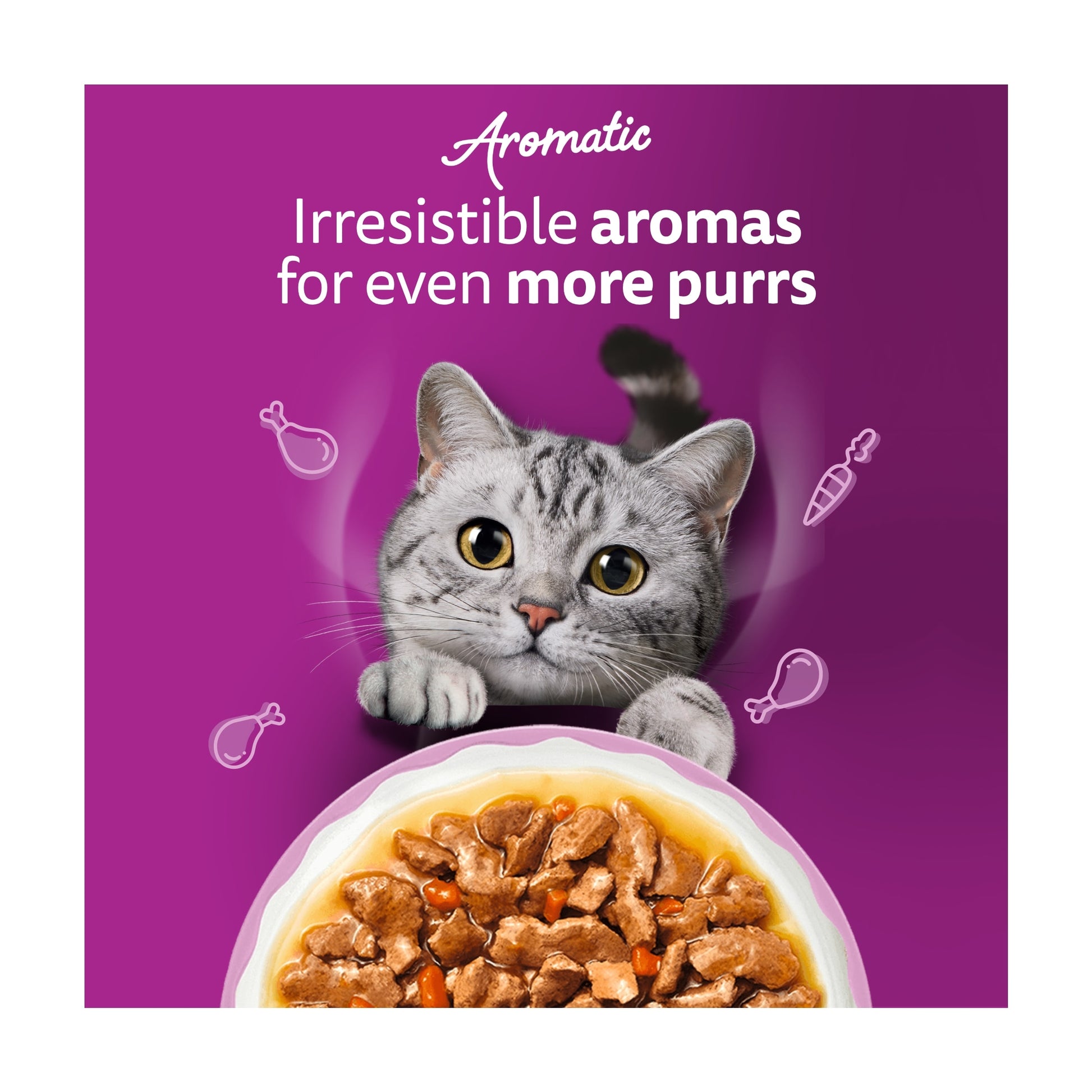 WHISKAS 1+ Aromatic Fragrant Fusions Selection Wet Cat Food Pouches in Gravy 12x85g — image 4