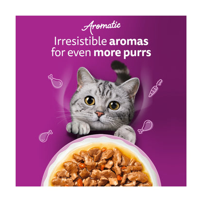WHISKAS 1+ Aromatic Fragrant Fusions Selection Wet Cat Food Pouches in Gravy 12x85g — image 4