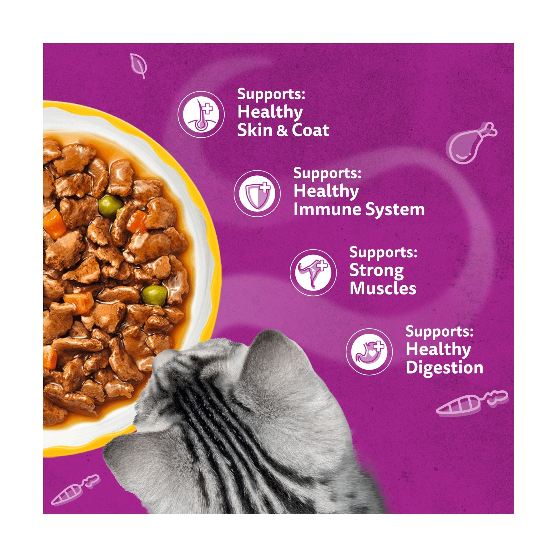 WHISKAS 1+ Aromatic Purrfect Poultry Selection Wet Cat Food Pouches in Gravy 12x85g — image 3