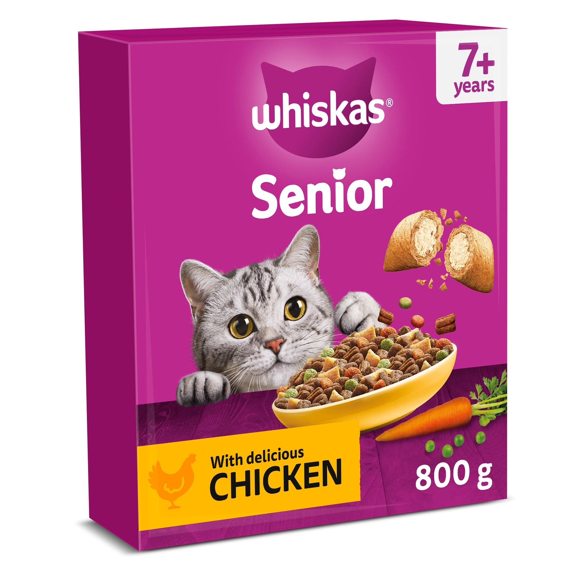 Whiskas 7+ Senior Dry Cat Food Biscuits Chicken 800g — image 1