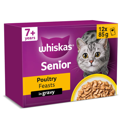 Whiskas 7+ Senior Wet Cat Food Poultry Feasts In Gravy 12x85g — image 1
