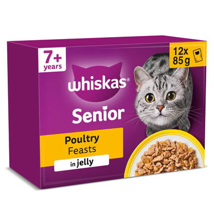 Whiskas 7+ Senior Wet Cat Food Poultry Feasts in Jelly 12x85g — image 1