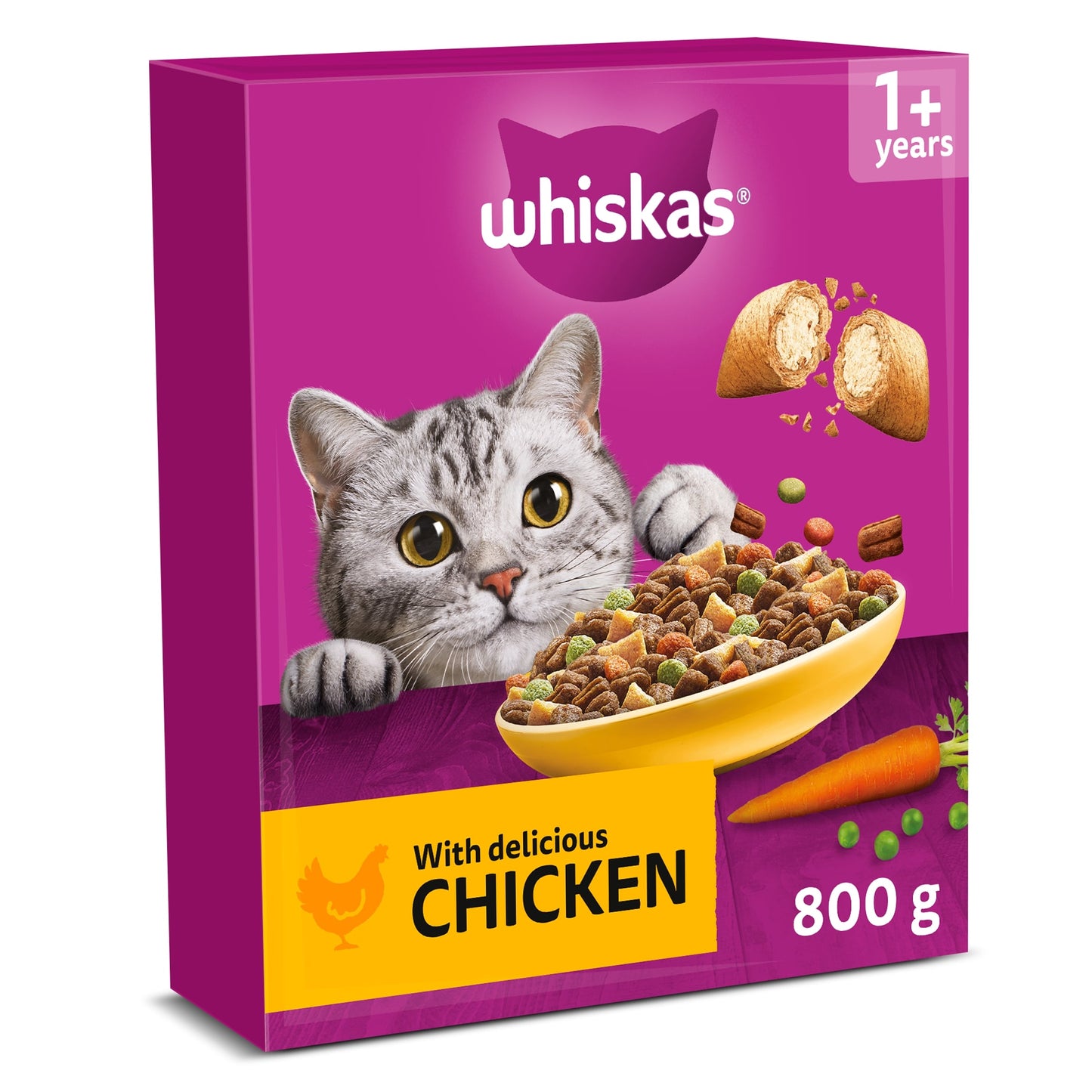 Whiskas Adult 1+ Dry Cat Food Biscuits Chicken 800G — image 1