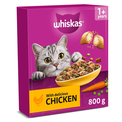Whiskas Adult 1+ Dry Cat Food Biscuits Chicken 800G — image 1