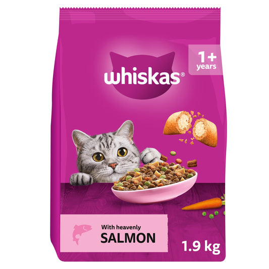 Whiskas Adult 1+ Dry Cat Food Biscuits Salmon 1.9Kg — image 1
