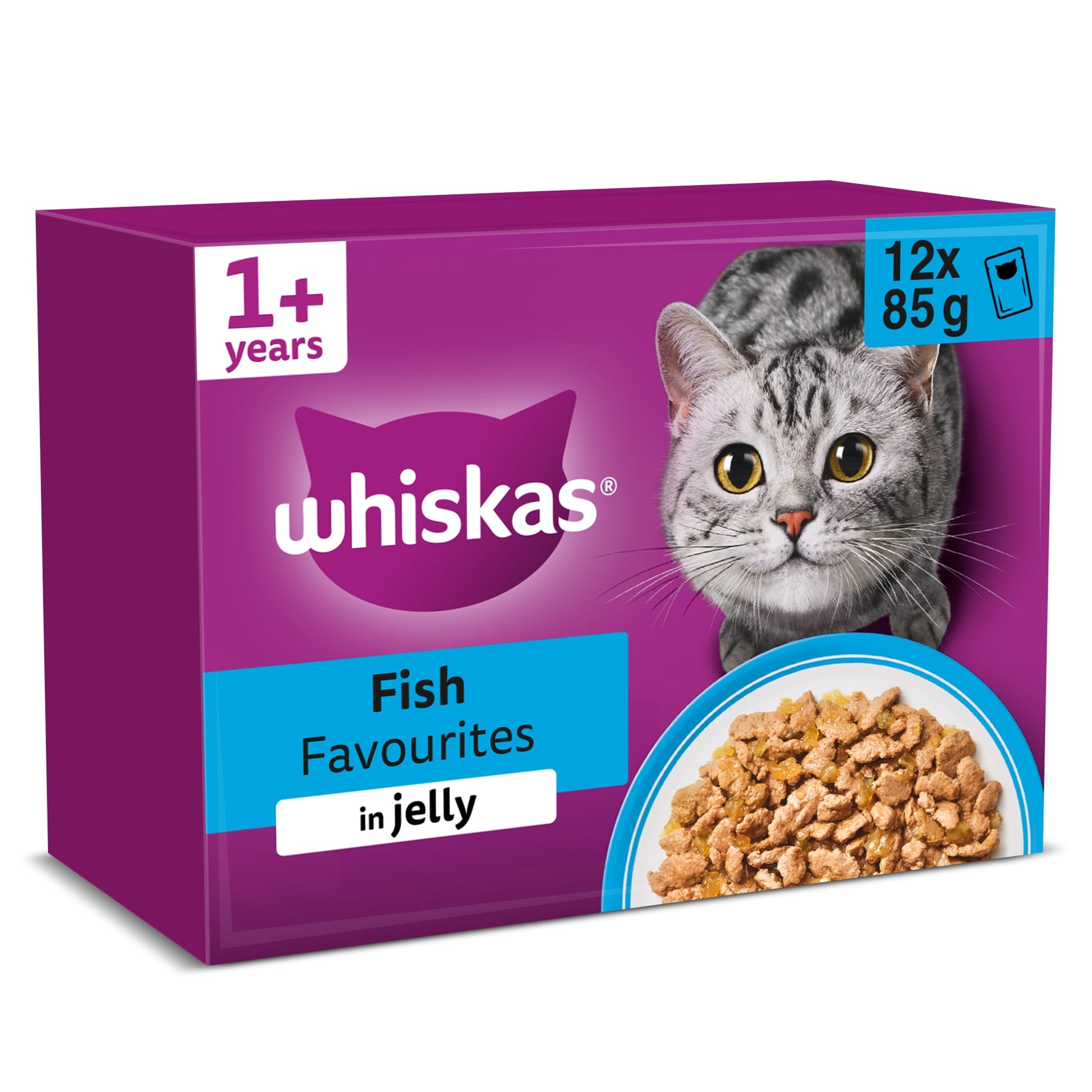 Whiskas Adult Wet Cat Food Pouches Fish Favourites in Jelly 12x85g — image 1