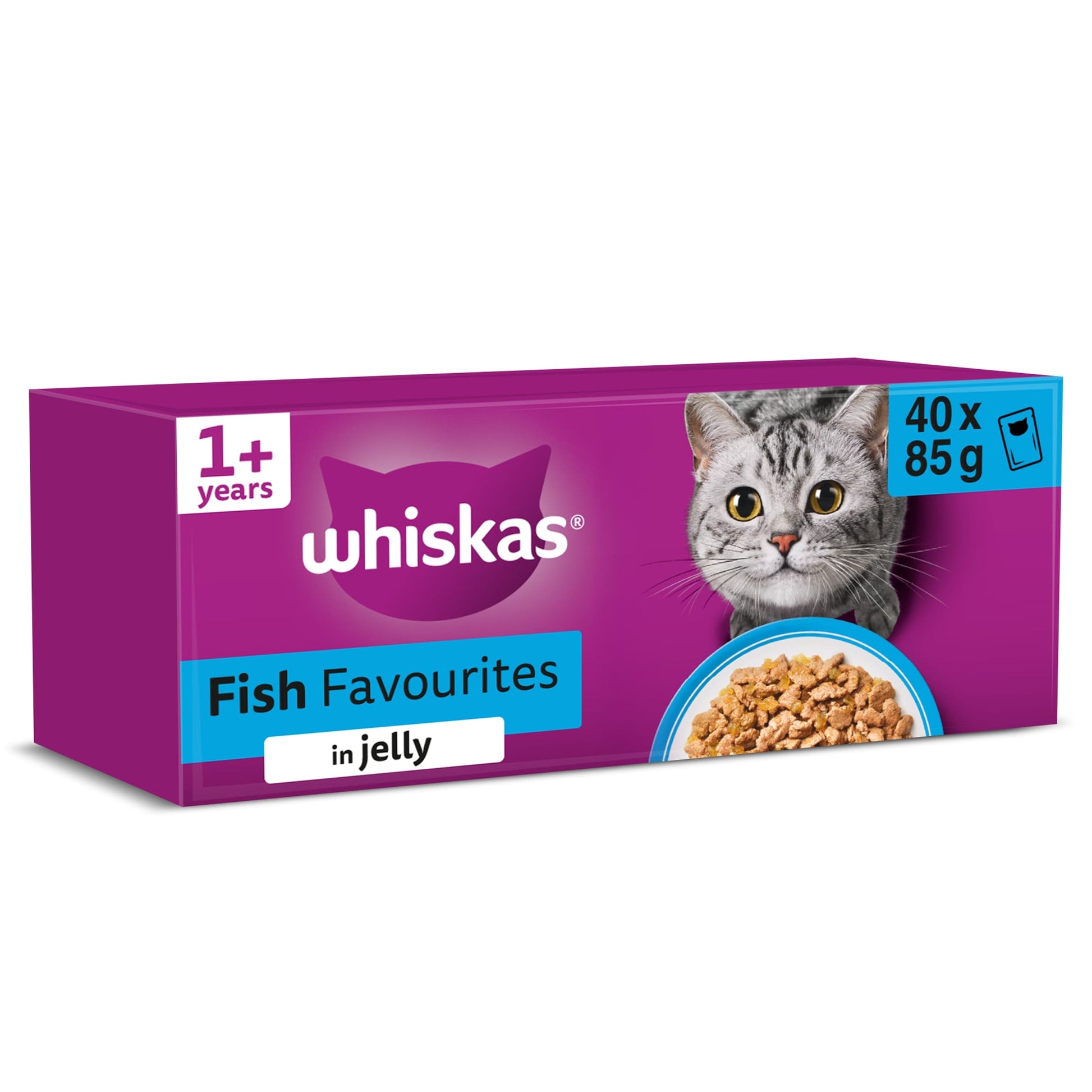 Whiskas Adult Wet Cat Food Pouches Fish Favourites in Jelly 40x85g — image 1