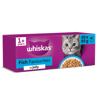 Whiskas Adult Wet Cat Food Pouches Fish Favourites in Jelly 40x85g — image 1