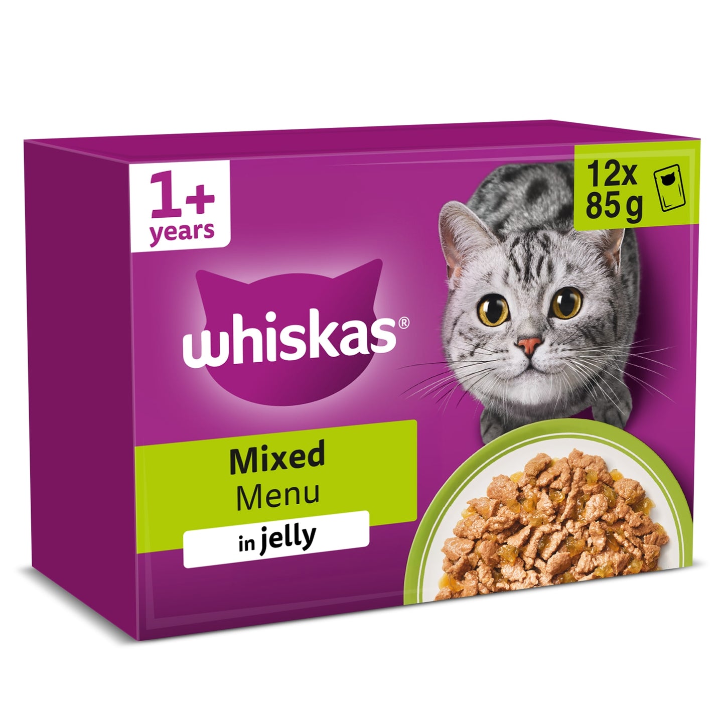 Whiskas Adult Wet Cat Food Pouches Mixed Menu in Jelly 12x85g — image 1