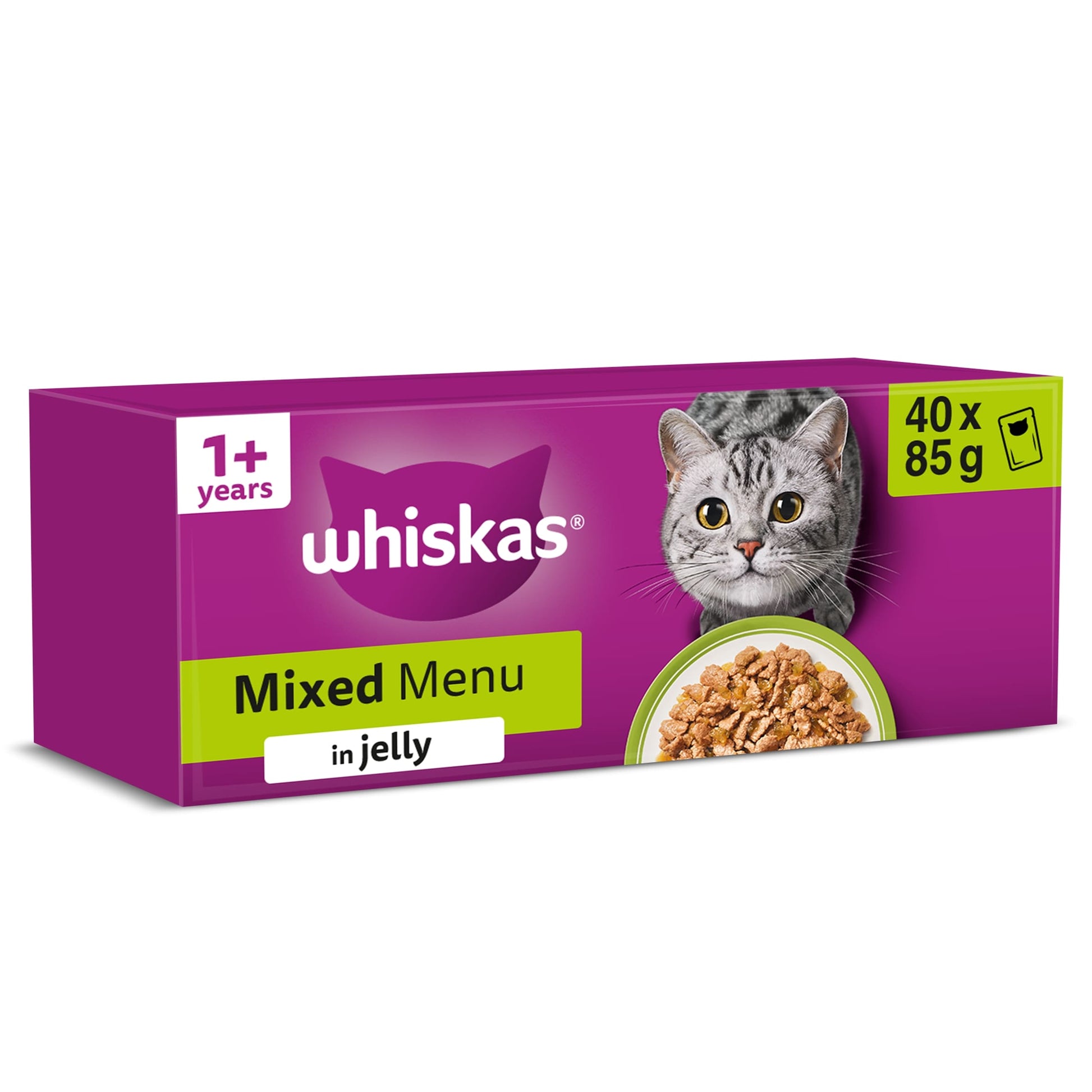 Whiskas Adult Wet Cat Food Pouches Mixed Menu in Jelly 40x85g — image 1
