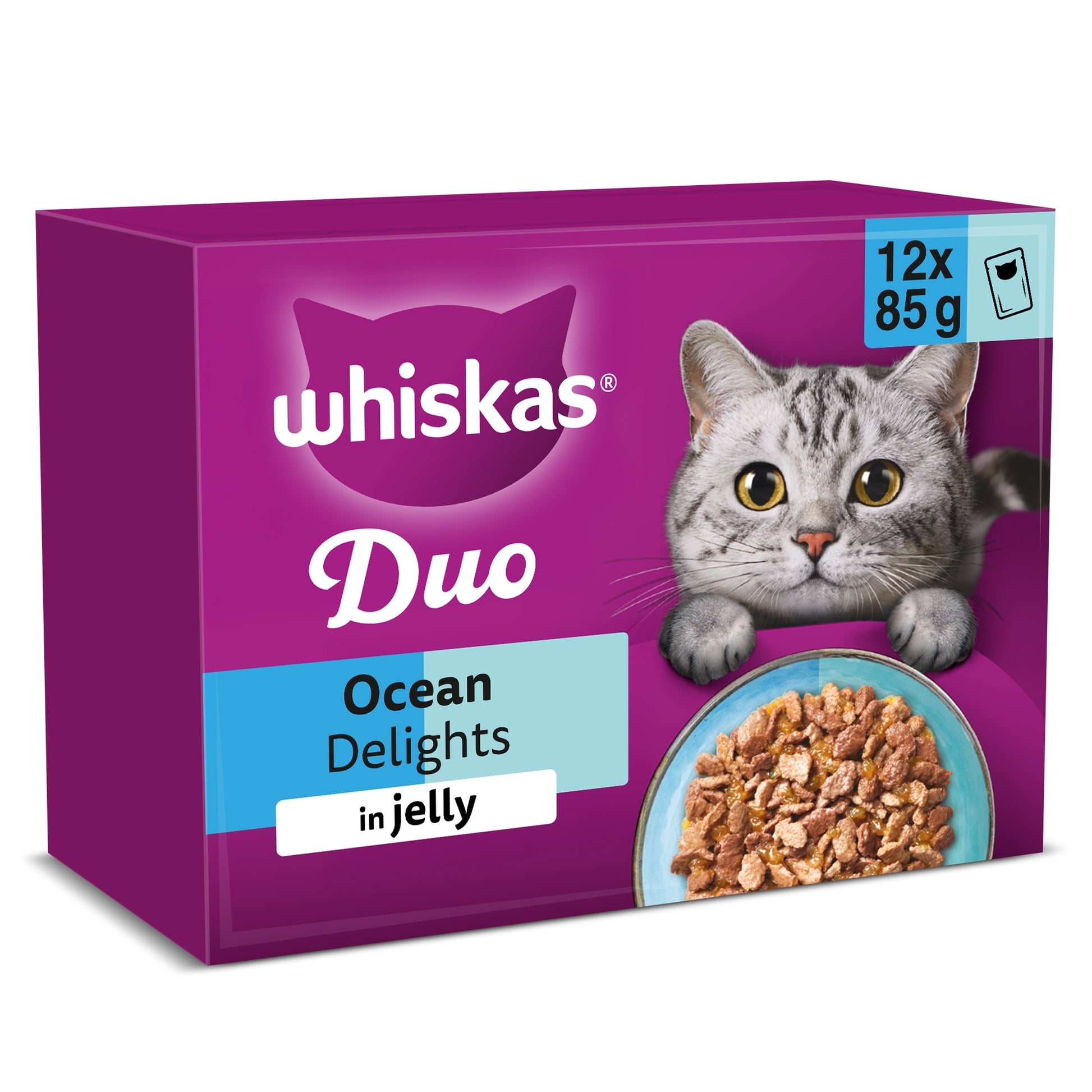 Whiskas Duo Ocean Delights Adult Cat Food Pouches Jelly 12x85g — image 1
