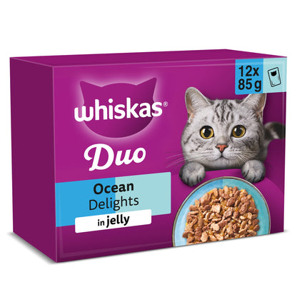 Whiskas Duo Ocean Delights Adult Cat Food Pouches Jelly 12x85g — image 1
