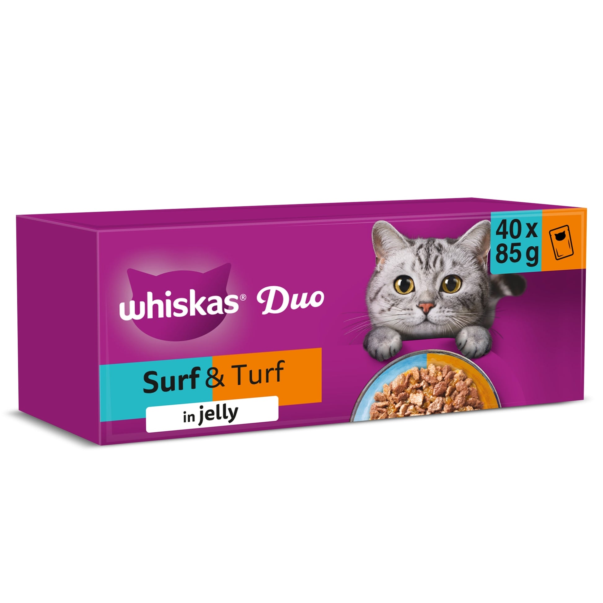 Whiskas Duo Surf & Turf Adult Wet Cat Food Pouches in Jelly 40x85g — image 1