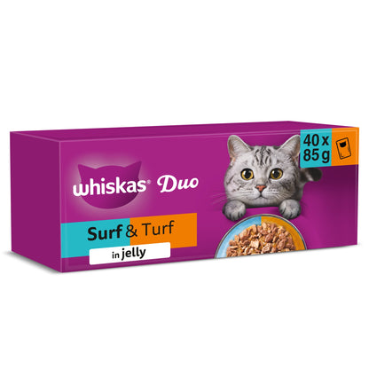 Whiskas Duo Surf & Turf Adult Wet Cat Food Pouches in Jelly 40x85g — image 1