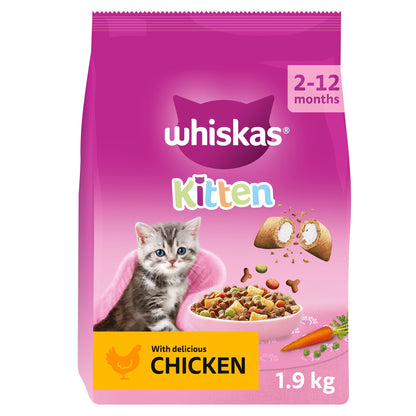 Whiskas Kitten Dry Cat Food Biscuits Chicken 1.9Kg — image 1