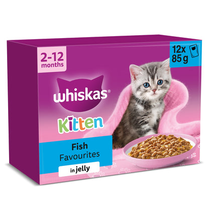 Whiskas Kitten Wet Cat Food Pouches Fish Favourites in Jelly 12x85g — image 1