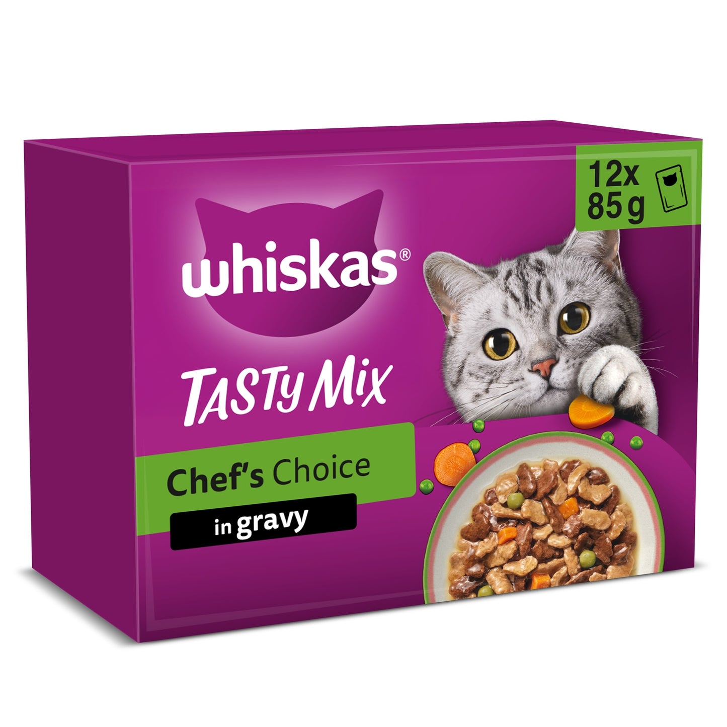 Whiskas Tasty Mix Chef's Choice Adult Wet Cat Food Pouches Gravy 12x85g — image 1