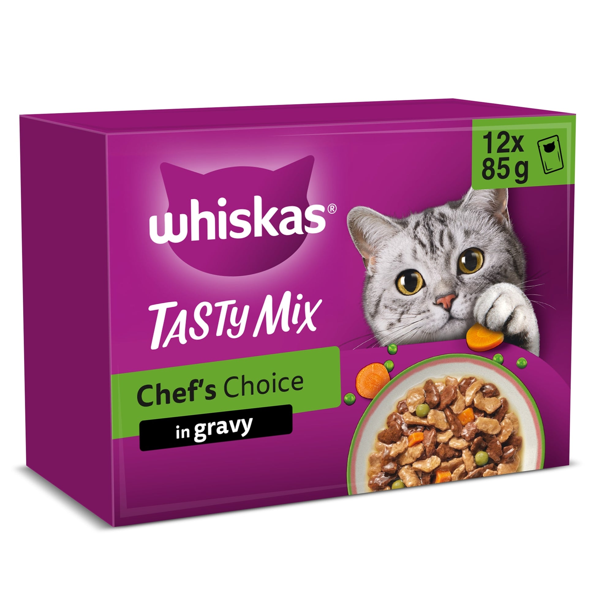 Whiskas Tasty Mix Chef's Choice Adult Wet Cat Food Pouches Gravy 12x85g — image 1
