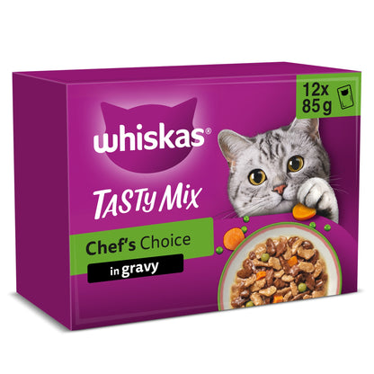 Whiskas Tasty Mix Chef's Choice Adult Wet Cat Food Pouches Gravy 12x85g — image 1