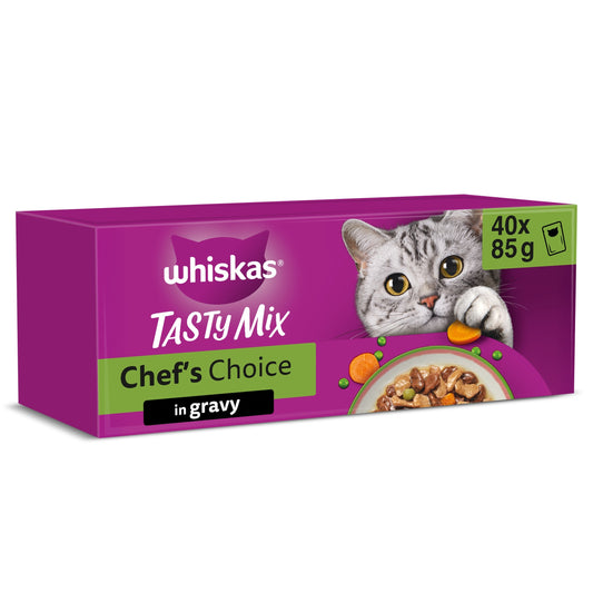 Whiskas Tasty Mix Chef's Choice Adult Wet Cat Food Pouches Gravy 40x85g — image 1