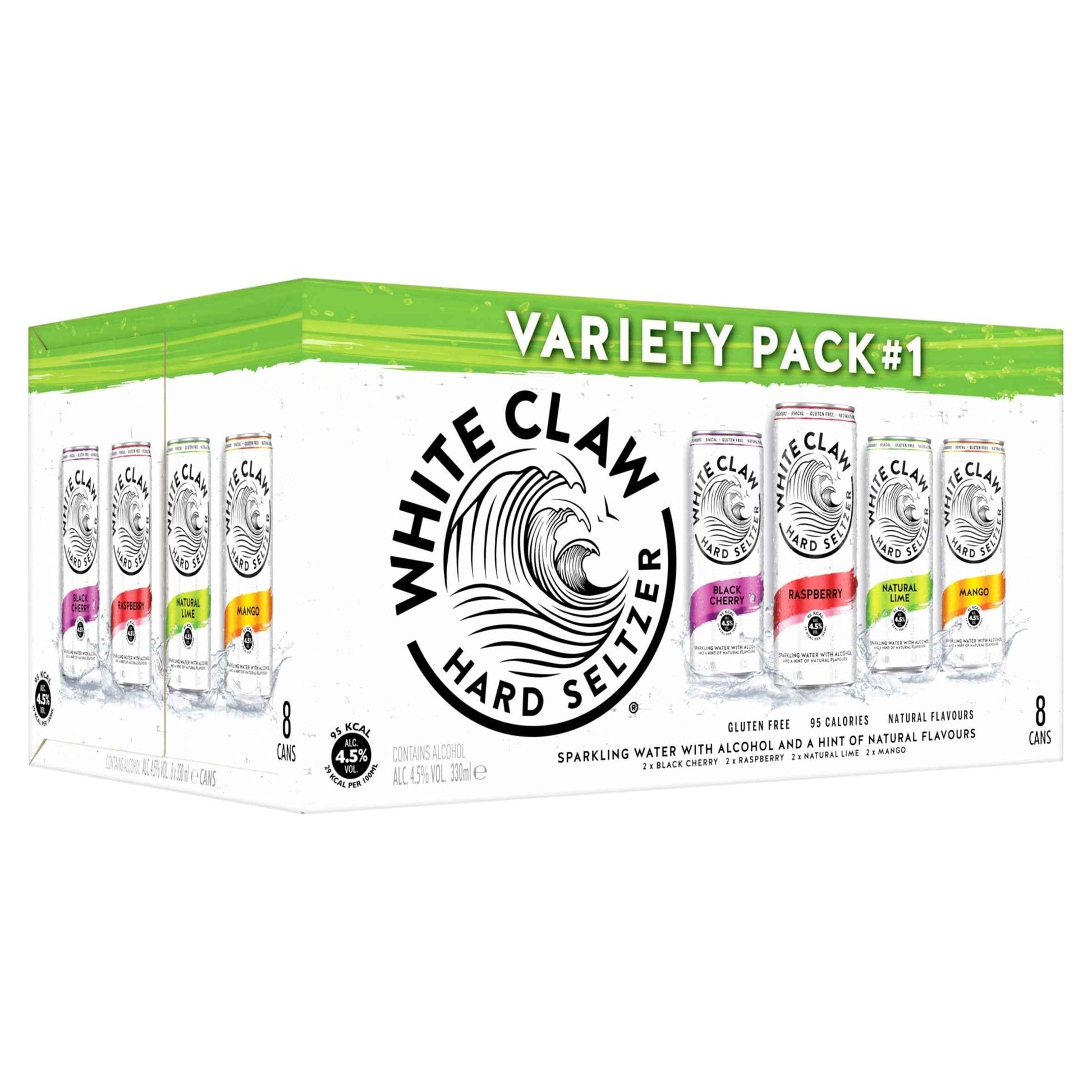 WHITE CLAW Hard Seltzer Variety Pack 8 X 330ml