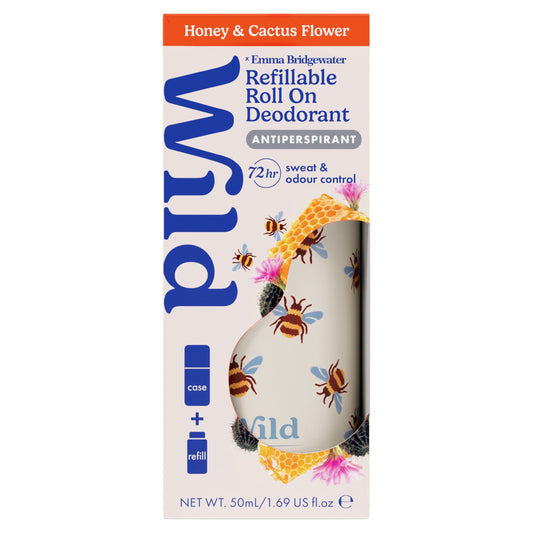 Wild & Emma Bridgewater Honey & Cactus Flower Refillable Roll On Deodorant Antiperspirant 50ml — image 1