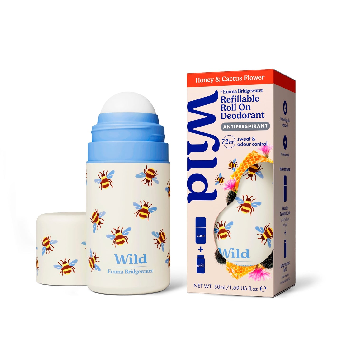 Wild & Emma Bridgewater Honey & Cactus Flower Refillable Roll On Deodorant Antiperspirant 50ml — image 2