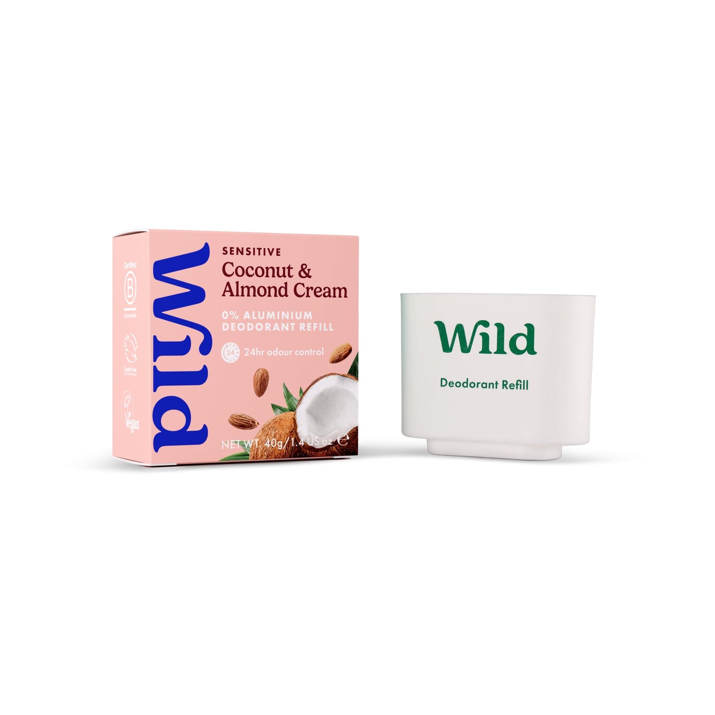 Wild Sensitive Coconut & Almond Cream 0% Aluminium Deodorant Refill 40g — image 2