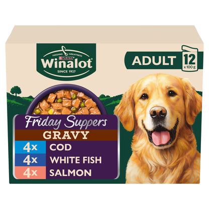 WINALOT Friday Suppers Mixed Variety Fish in Gravy Wet Dog Food 12x100g — image 1