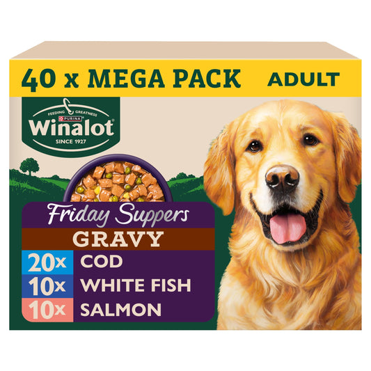 WINALOT Friday Suppers Mixed Variety Fish in Gravy Wet Dog Food 40x100g — image 1