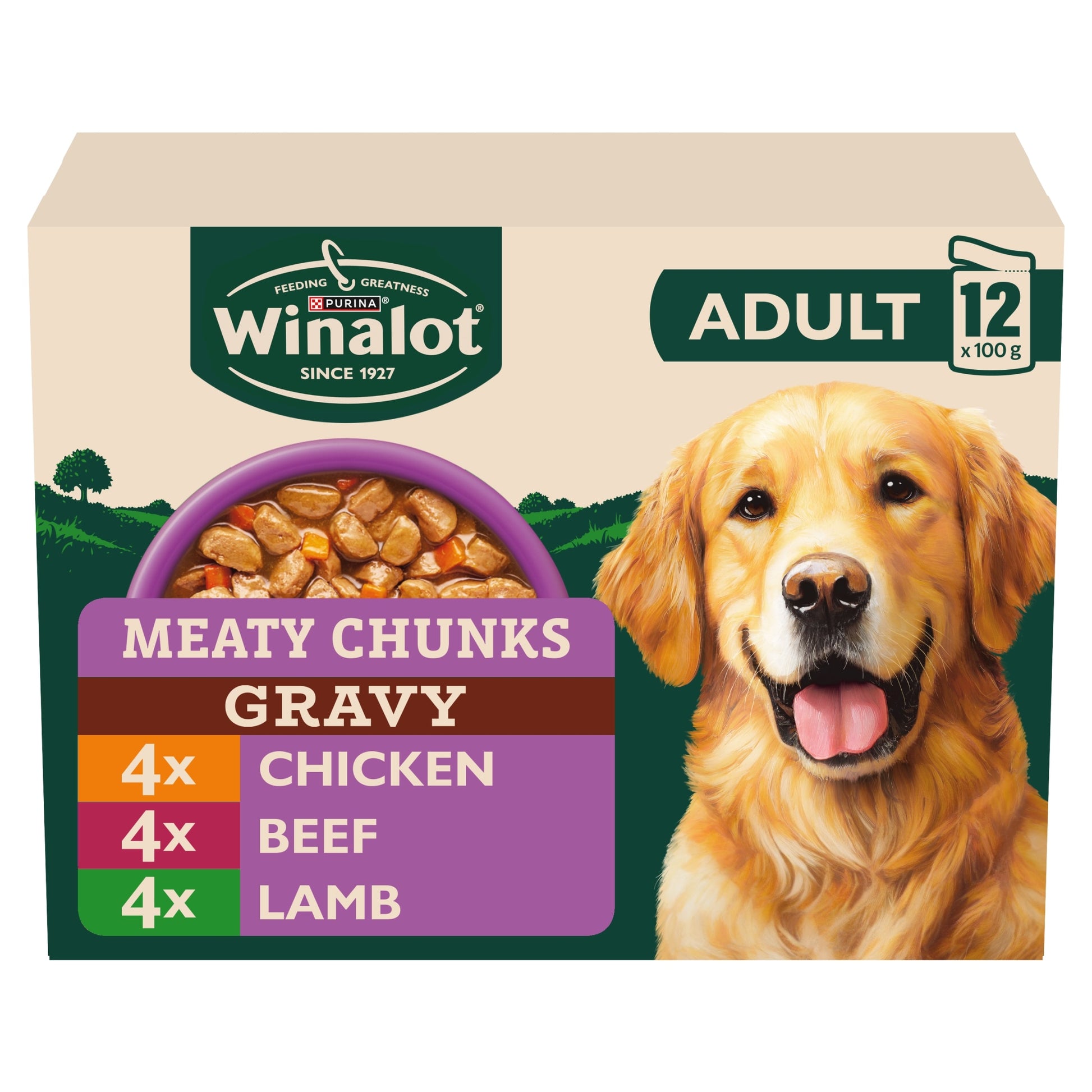 WINALOT Meaty Chunks Mixed in Gravy Wet Dog Food 12x100g — image 1