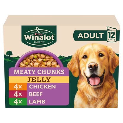 WINALOT Meaty Chunks Mixed in Jelly Wet Dog Food 12x100g — image 1