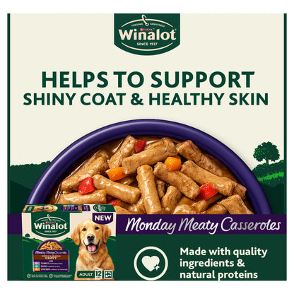 WINALOT Monday Meaty Casseroles Chicken, Turkey, Duck in Gravy Wet Dog Food 12 x 85g — image 2